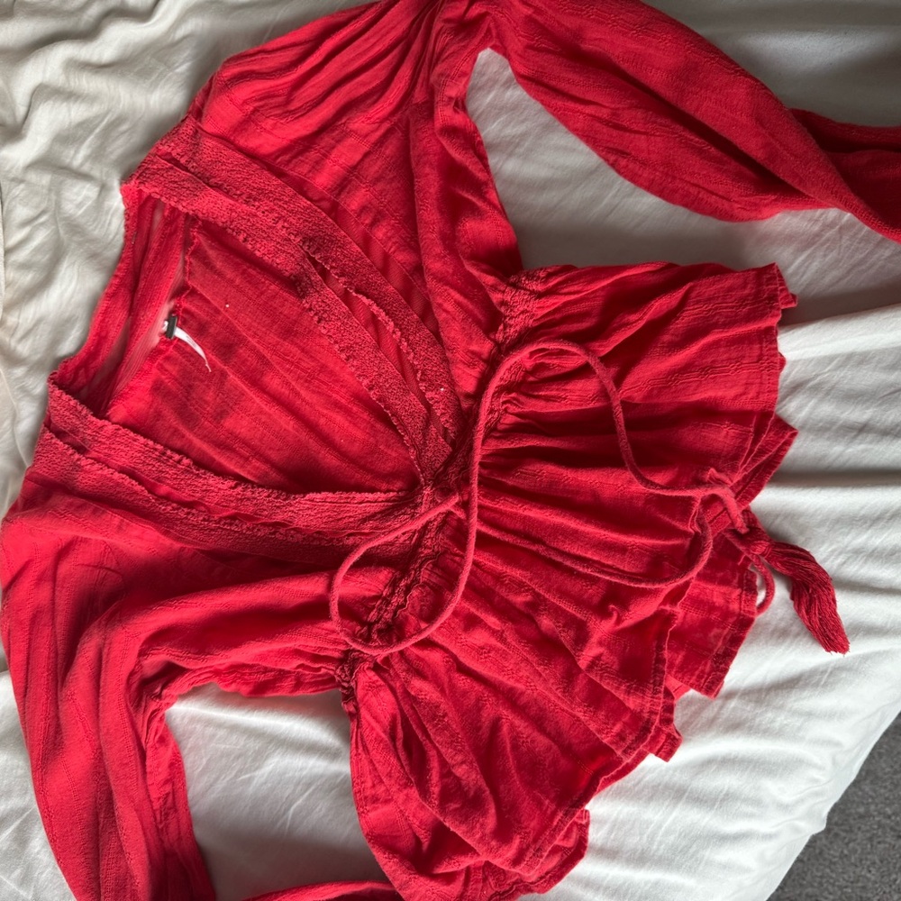 Free People Scarlet Red Knit Top